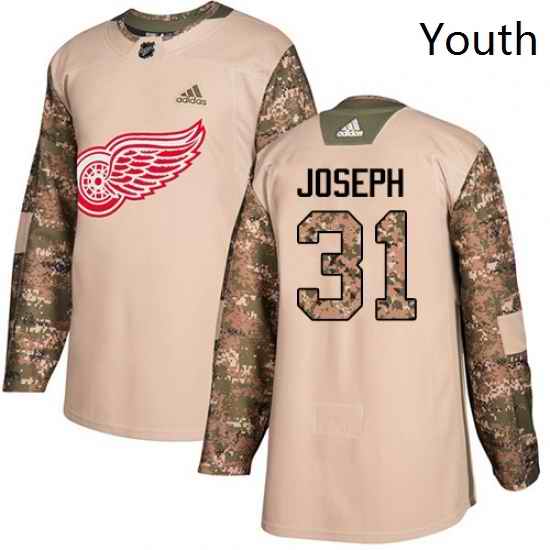Youth Adidas Detroit Red Wings 31 Curtis Joseph Authentic Camo Veterans Day Practice NHL Jersey